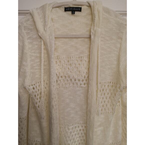 Boho eyelet cream duster cardigan Cottagecore lightweight fairy Ties coastal - Picture 2 of 10